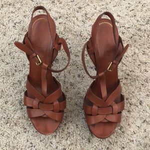 YSL Tribute Sandals in caramel